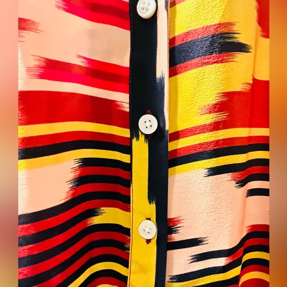 NWT LAUREN MOFFATT  Size 0/Small 100% Silk Shirt Dress Multicolor Sleeveless - Picture 6 of 10